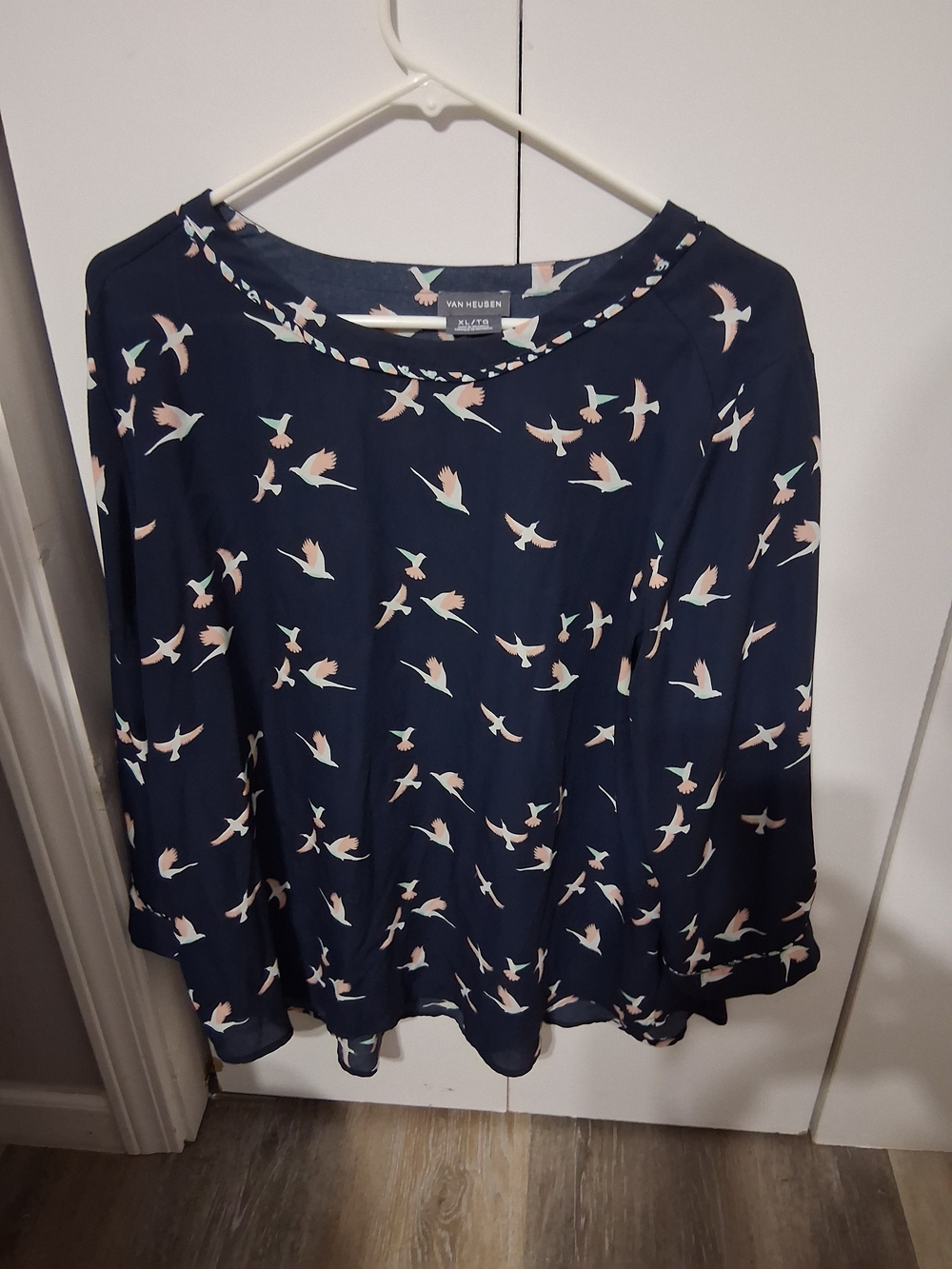 Van Heusen Navy Bird Print Blouse